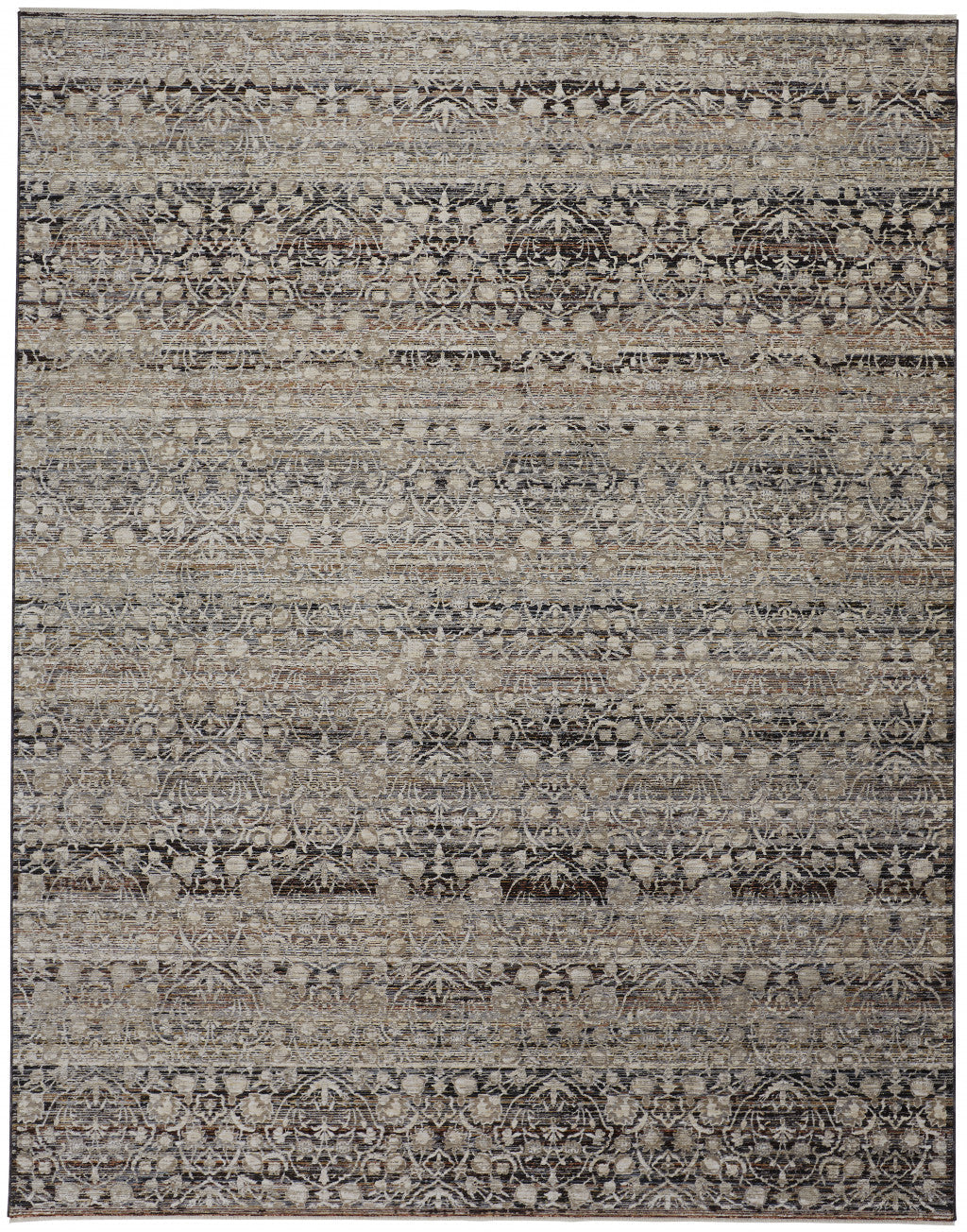 2 X 3 Gray Ivory And Tan Abstract Distressed Area Rug With Fringe Image 9