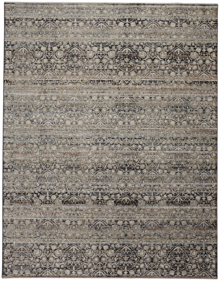 2 X 3 Gray Ivory And Tan Abstract Distressed Area Rug With Fringe Image 9