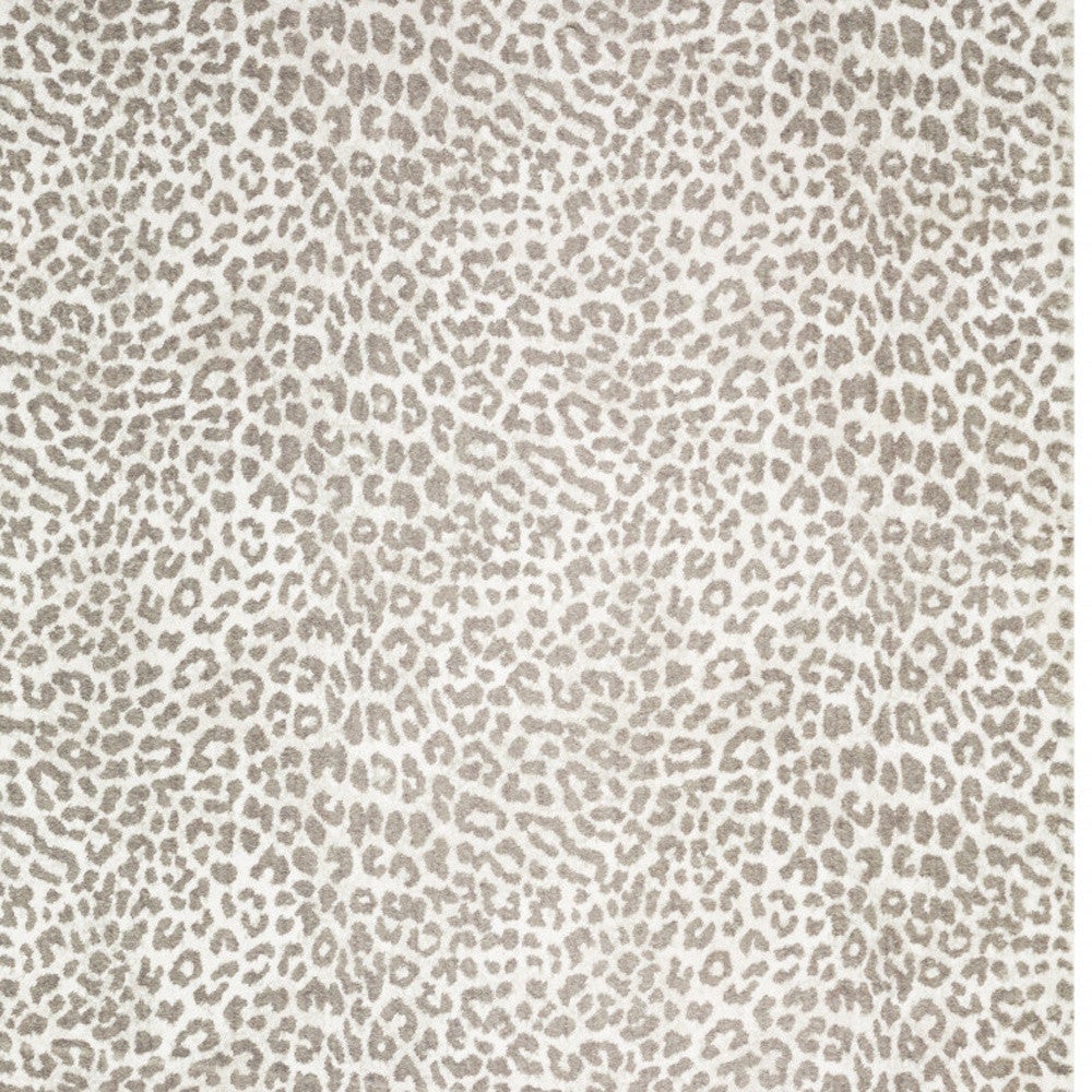 2 X 3 Beige and Cream Leopard Print Shag Handmade Non Skid Area Rug Image 3