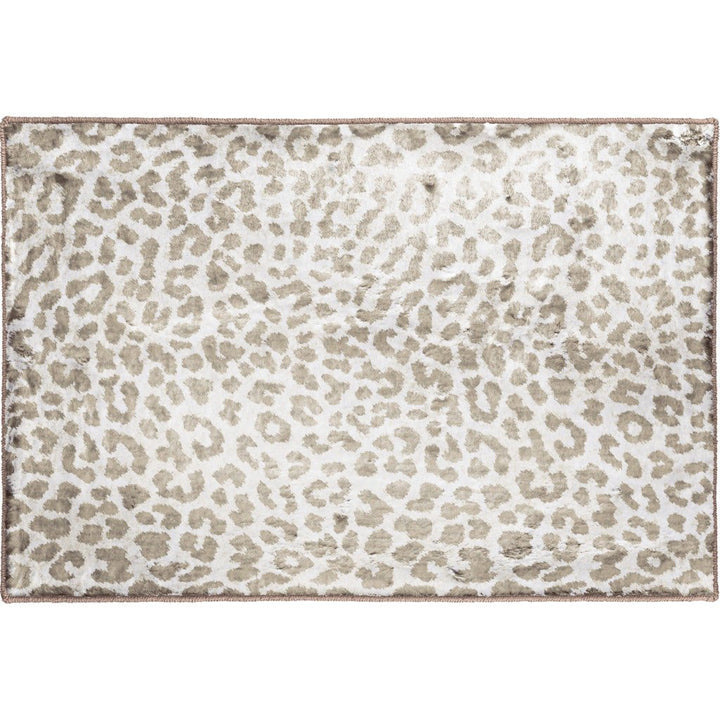 2 X 3 Beige and Cream Leopard Print Shag Handmade Non Skid Area Rug Image 5