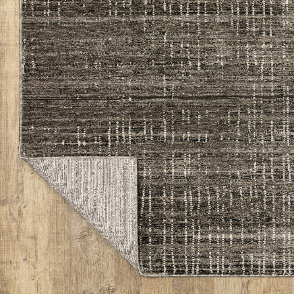 2 X 8 Charcoal Grey Grey Ivory Tan And Brown Abstract Power Loom Stain Resistant Runner Rug Image 5