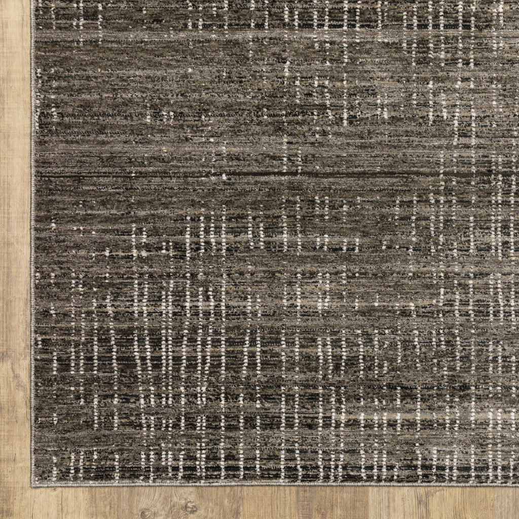 2 X 8 Charcoal Grey Grey Ivory Tan And Brown Abstract Power Loom Stain Resistant Runner Rug Image 7