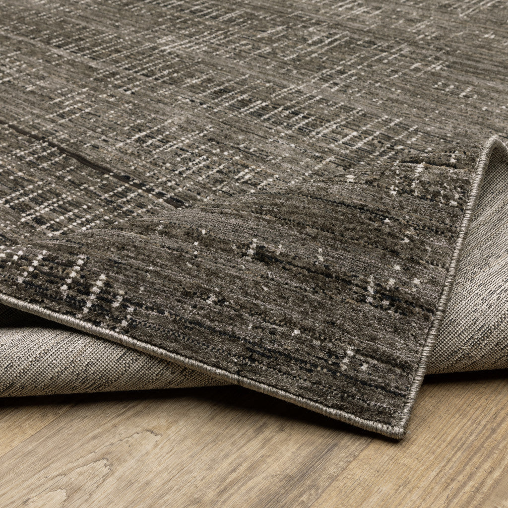 2 X 8 Charcoal Grey Grey Ivory Tan And Brown Abstract Power Loom Stain Resistant Runner Rug Image 9