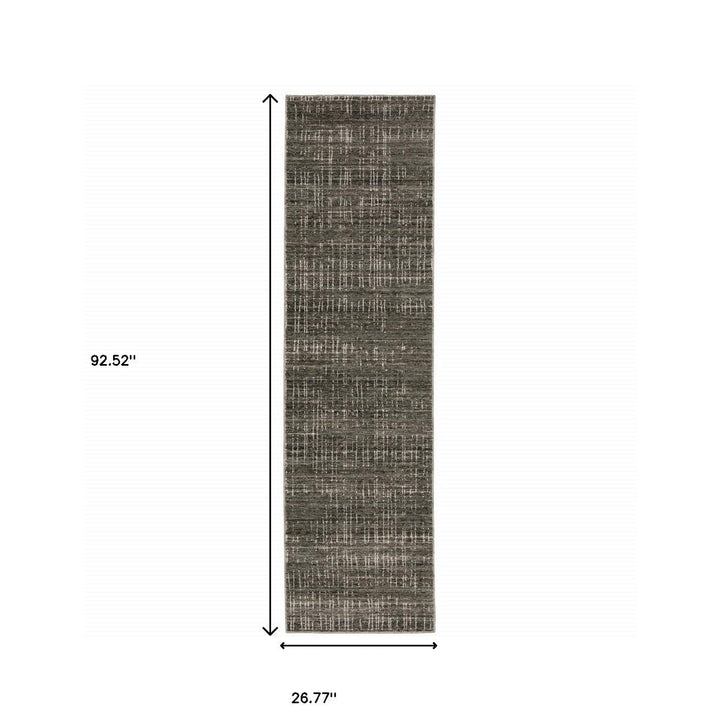 2 X 8 Charcoal Grey Grey Ivory Tan And Brown Abstract Power Loom Stain Resistant Runner Rug Image 11