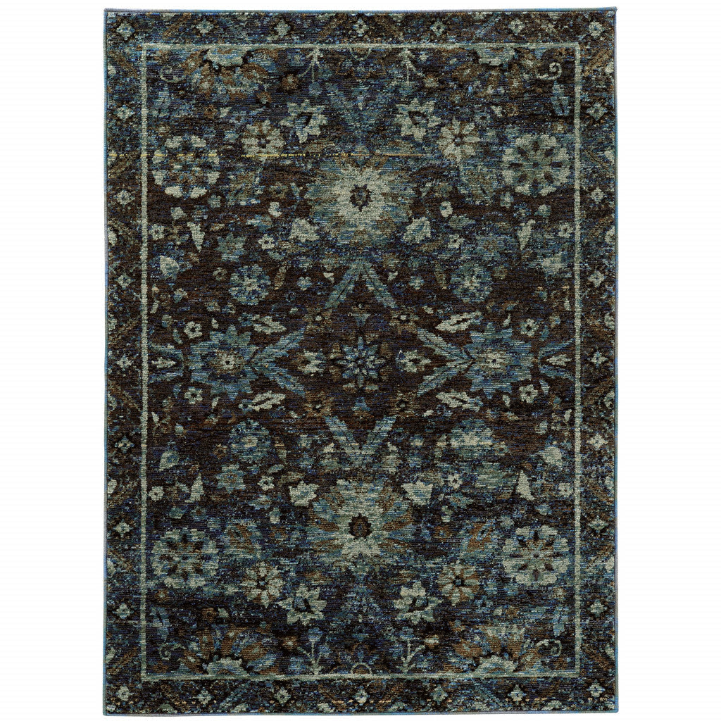 2 x 3 Navy Blue Oriental Power Loom Area Rug Image 1