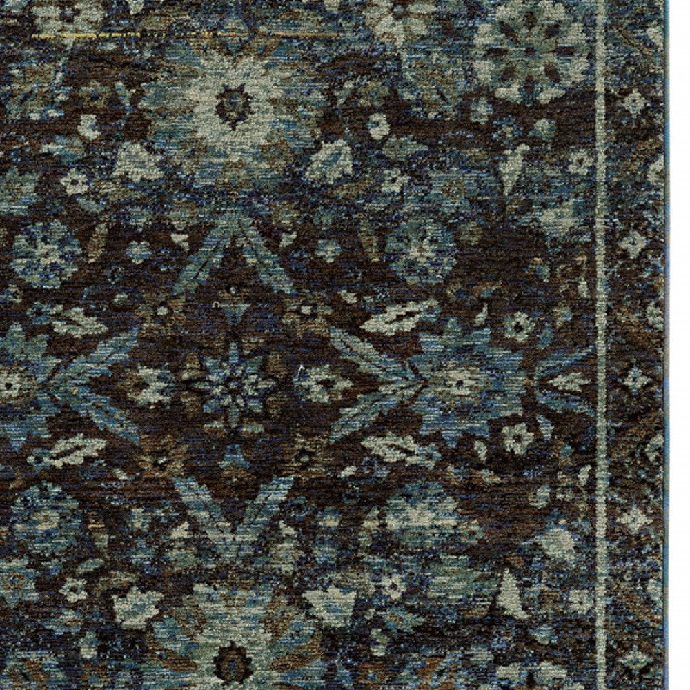 2 x 3 Navy Blue Oriental Power Loom Area Rug Image 4