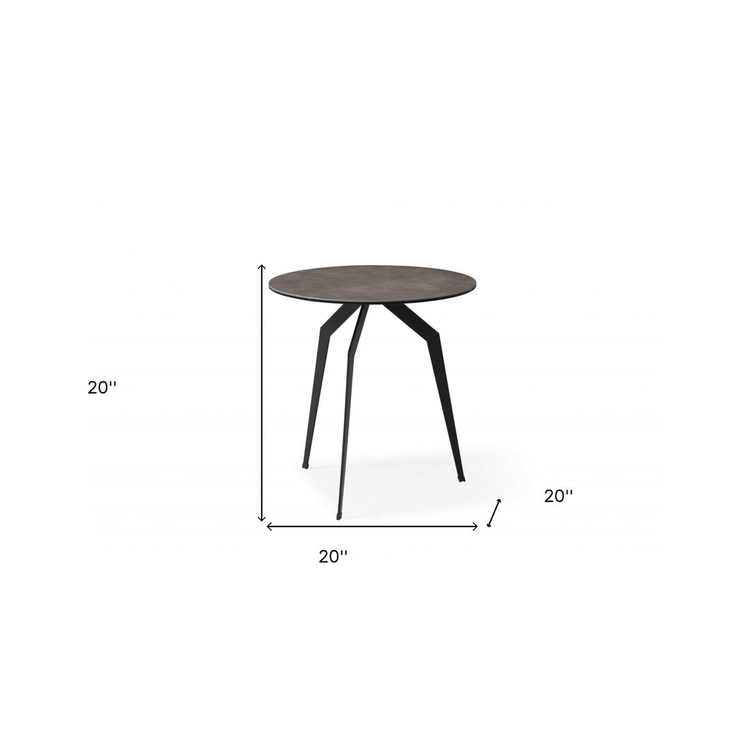 20" Black And Gray Ceramic Tile Round End Table Image 4