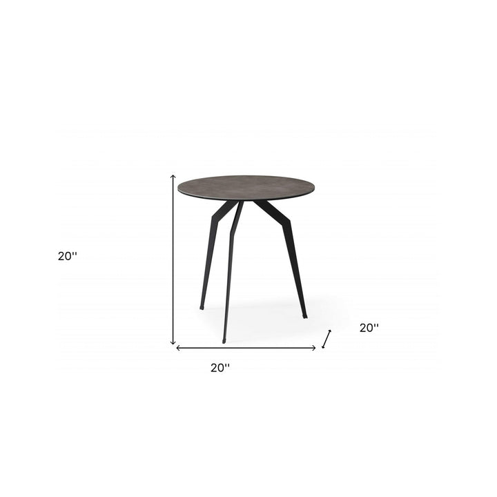 20" Black And Gray Ceramic Tile Round End Table Image 4