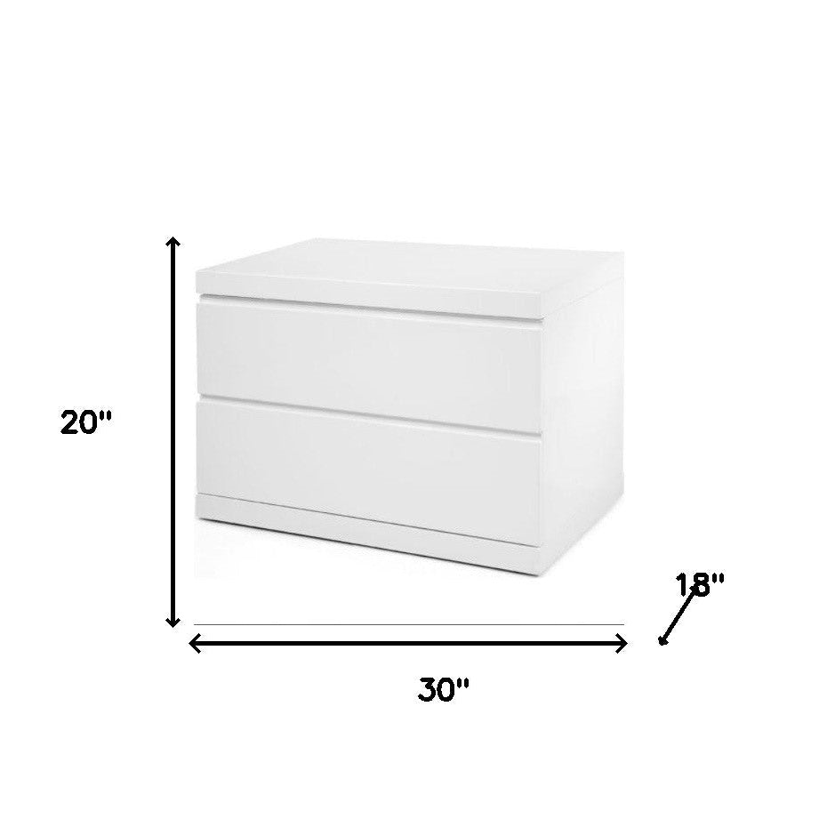 20" White Two Drawer Nightstand Image 2