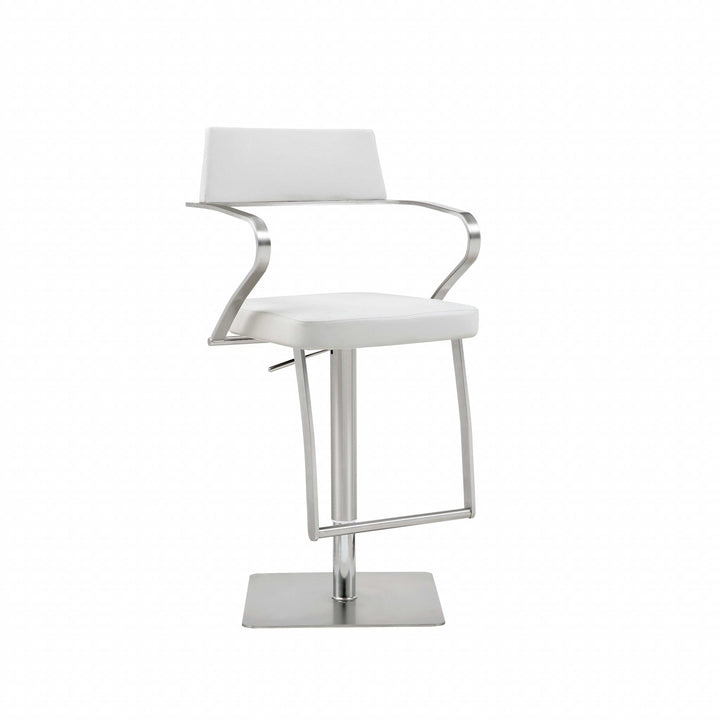 21 " White And Silver Stainless Steel Bar Chair Image 2