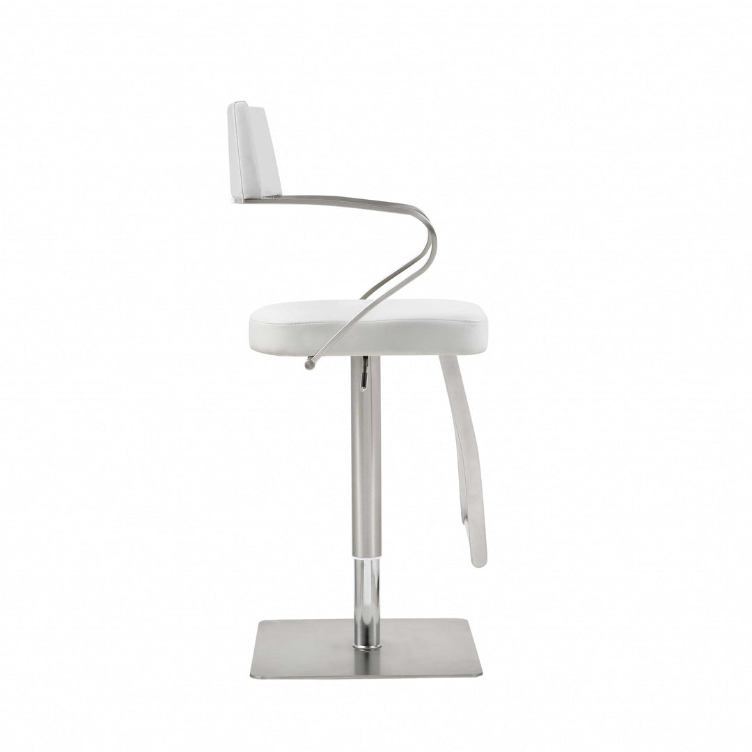 21 " White And Silver Stainless Steel Bar Chair Image 3