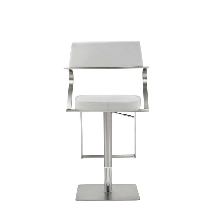 21 " White And Silver Stainless Steel Bar Chair Image 4