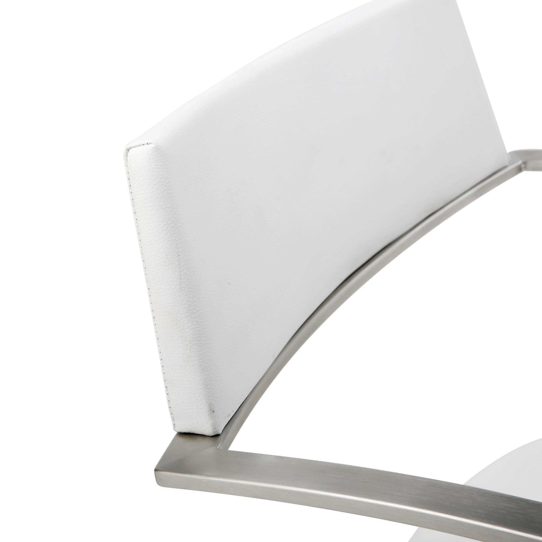 21 " White And Silver Stainless Steel Bar Chair Image 5