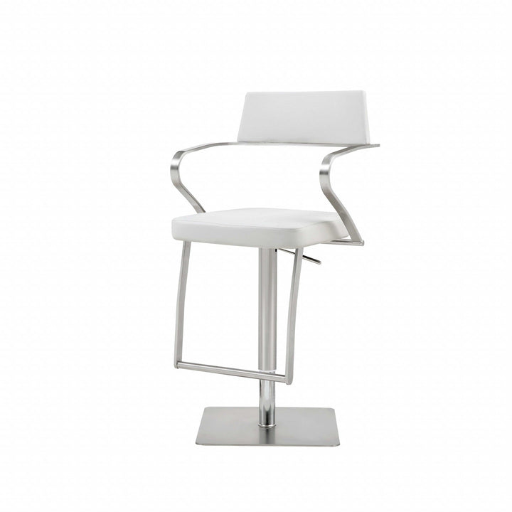 21 " White And Silver Stainless Steel Bar Chair Image 8