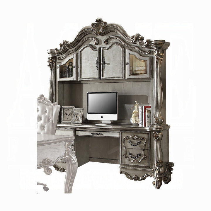 21" Platinum Solid Wood Peninsula Wall Mounted Computer Desk With Four Cabinets Five Drawers Image 1