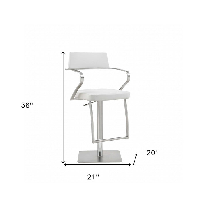 21 " White And Silver Stainless Steel Bar Chair Image 9