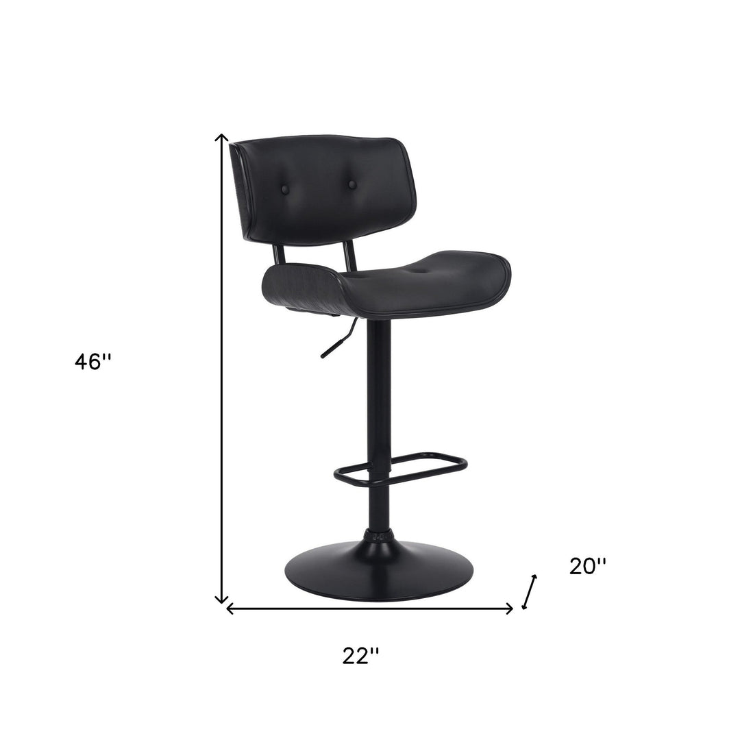 25" Black Iron Swivel Adjustable Height Bar Chair Image 1