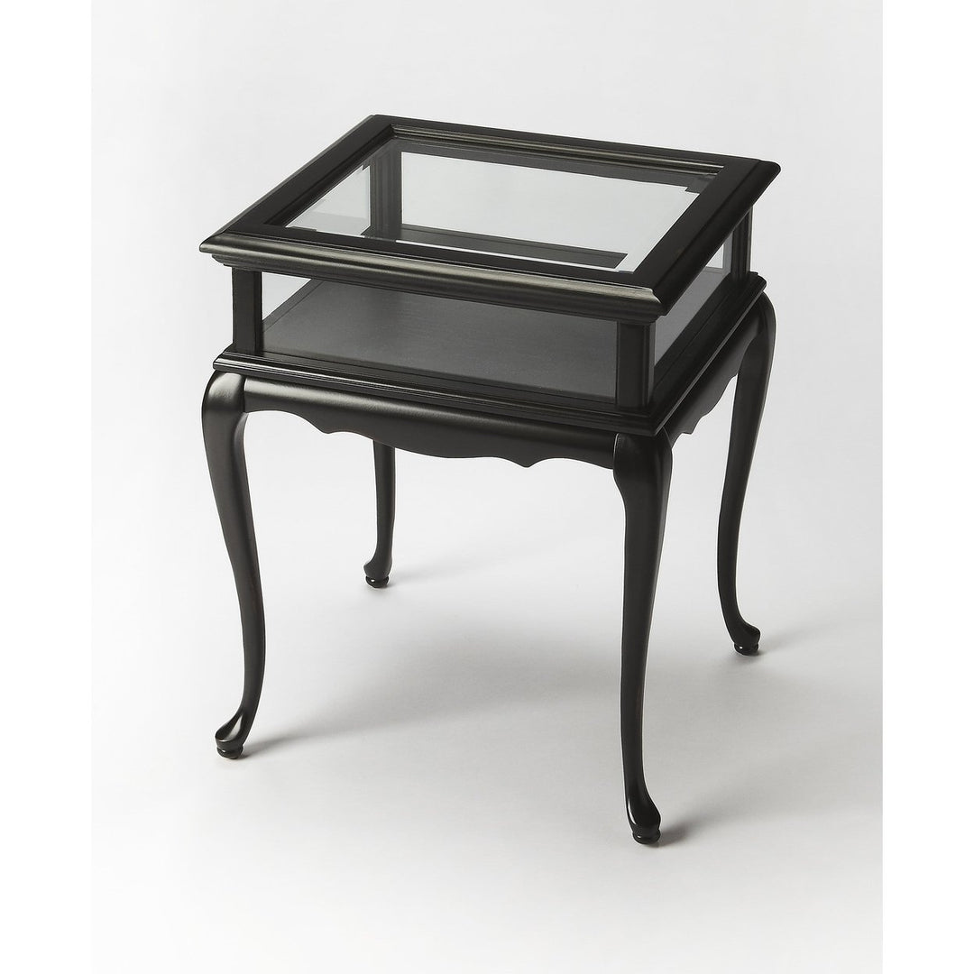 25" Black Glass Rectangular End Table Image 1