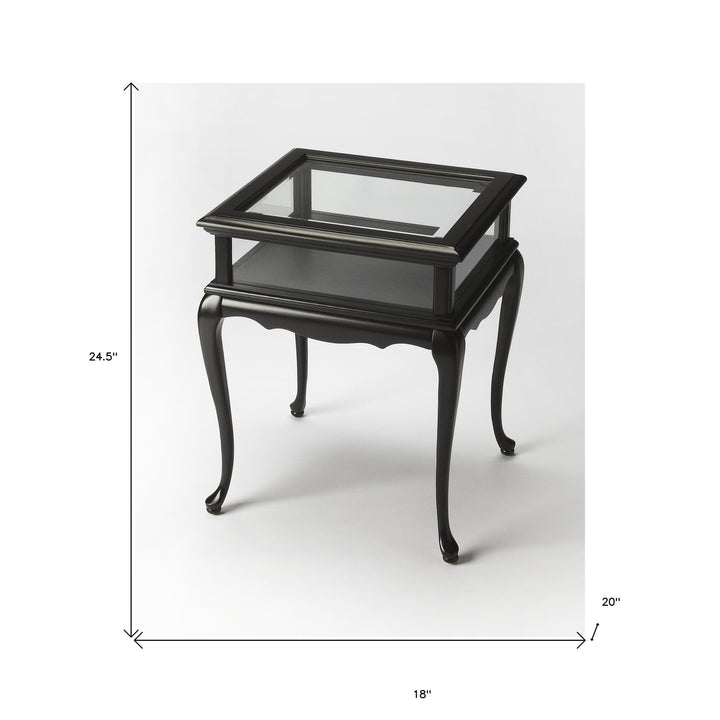 25" Black Glass Rectangular End Table Image 2