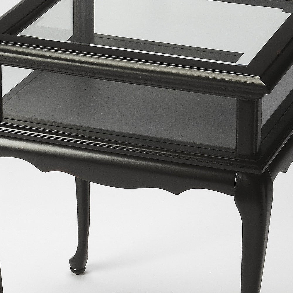 25" Black Glass Rectangular End Table Image 3