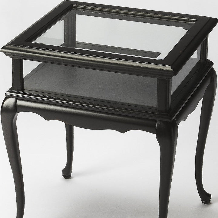 25" Black Glass Rectangular End Table Image 4