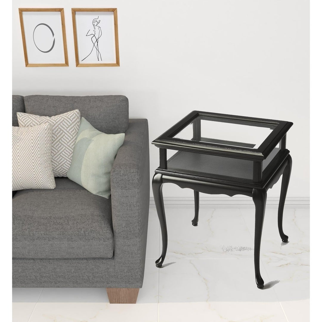 25" Black Glass Rectangular End Table Image 5