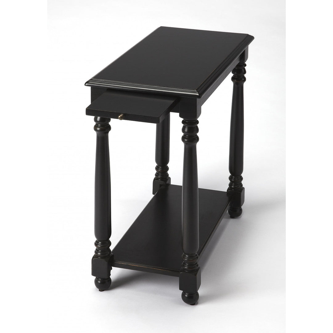 24" Black Manufactured Wood Rectangular End Table With Shelf Image 1