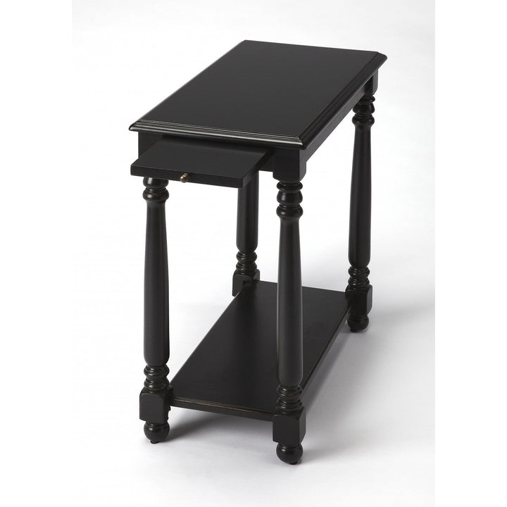 24" Black Manufactured Wood Rectangular End Table With Shelf Image 1