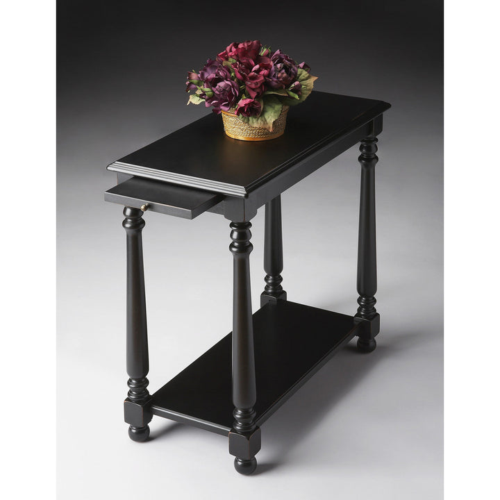 24" Black Manufactured Wood Rectangular End Table With Shelf Image 4