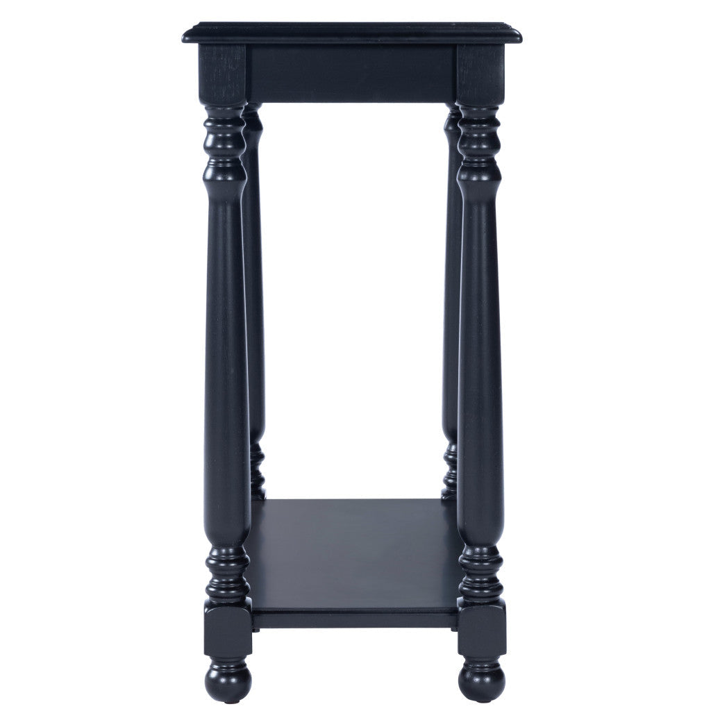 24" Black Manufactured Wood Rectangular End Table With Shelf Image 6