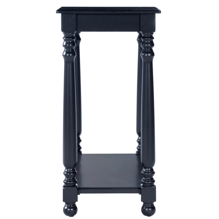 24" Black Manufactured Wood Rectangular End Table With Shelf Image 6