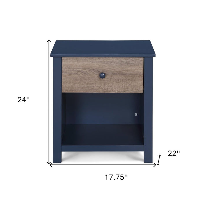 24" Dark Blue One Drawer Nightstand Image 5