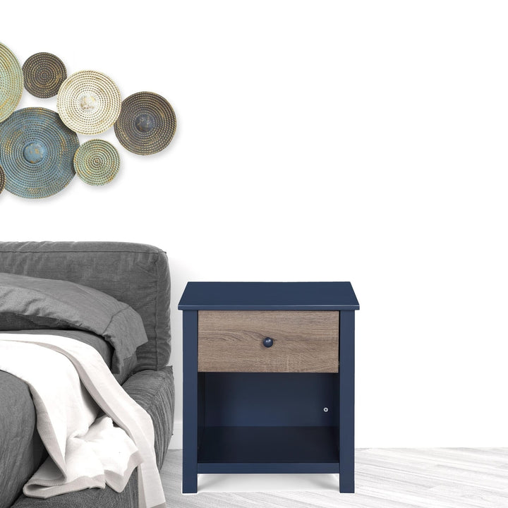 24" Dark Blue One Drawer Nightstand Image 6