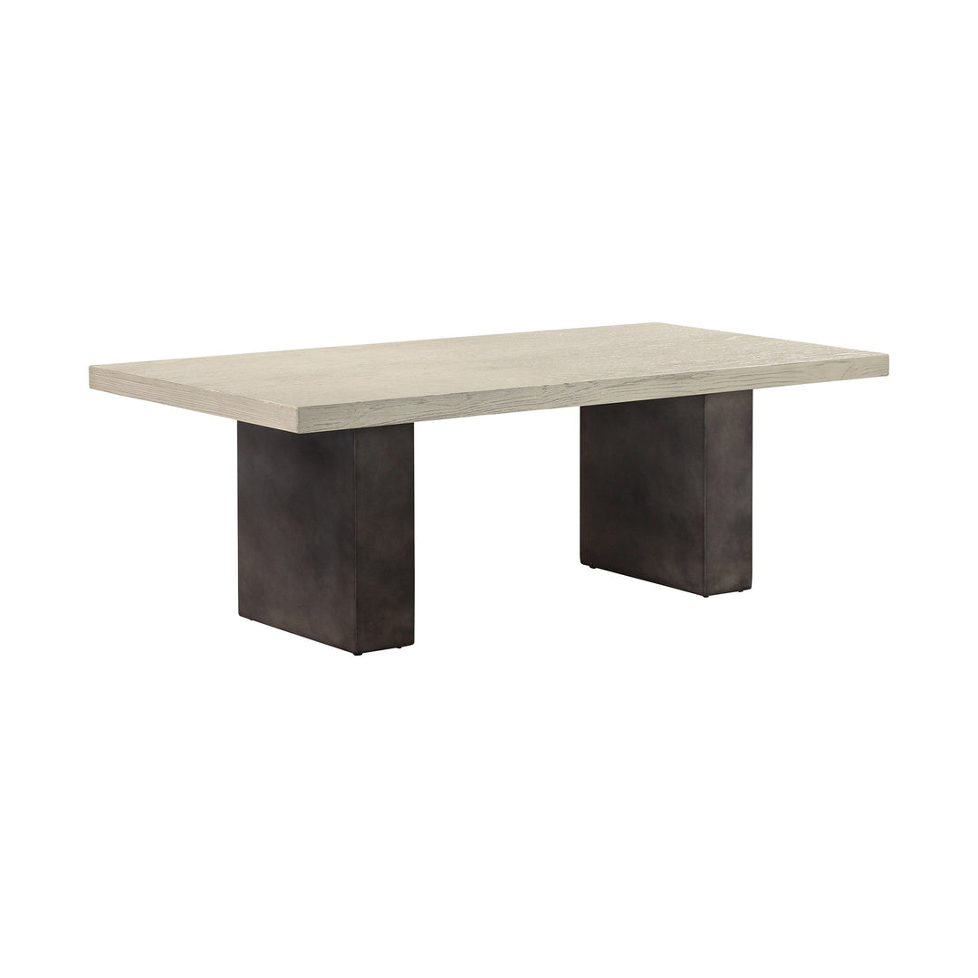 24" Gray And Brown Concrete And Solid Wood Coffee Table Image 2