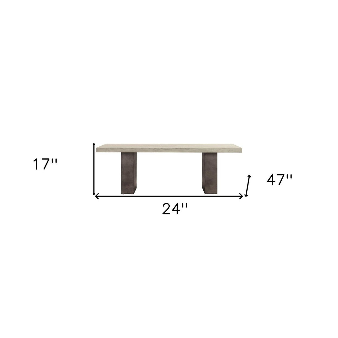 24" Gray And Brown Concrete And Solid Wood Coffee Table Image 9