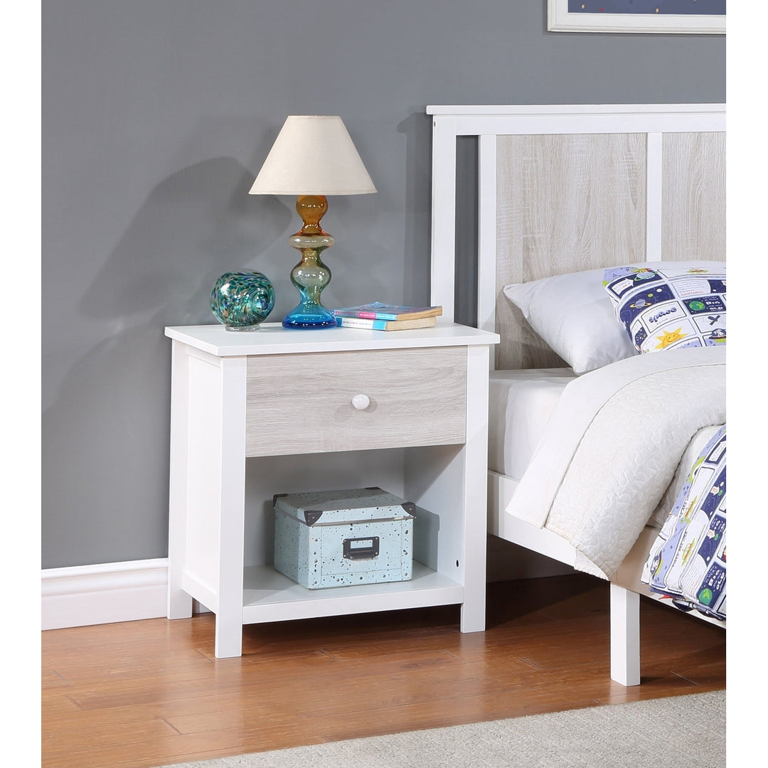 24" White and Gray One Drawer Nightstand Image 1