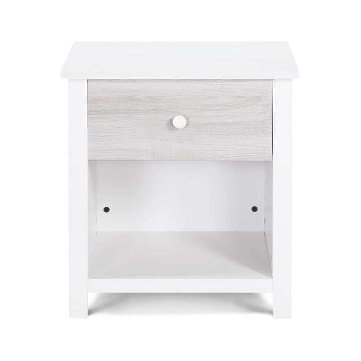 24" White and Gray One Drawer Nightstand Image 2