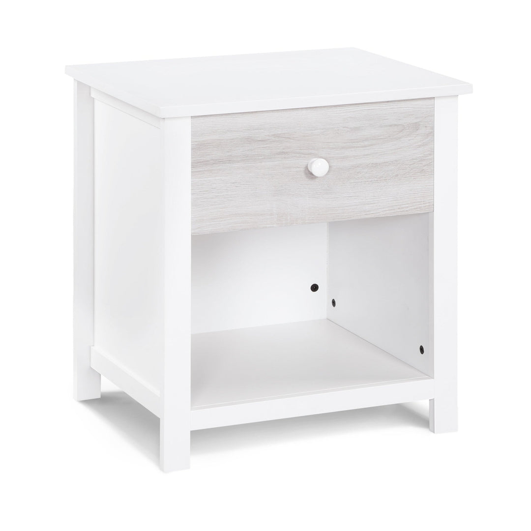 24" White and Gray One Drawer Nightstand Image 3