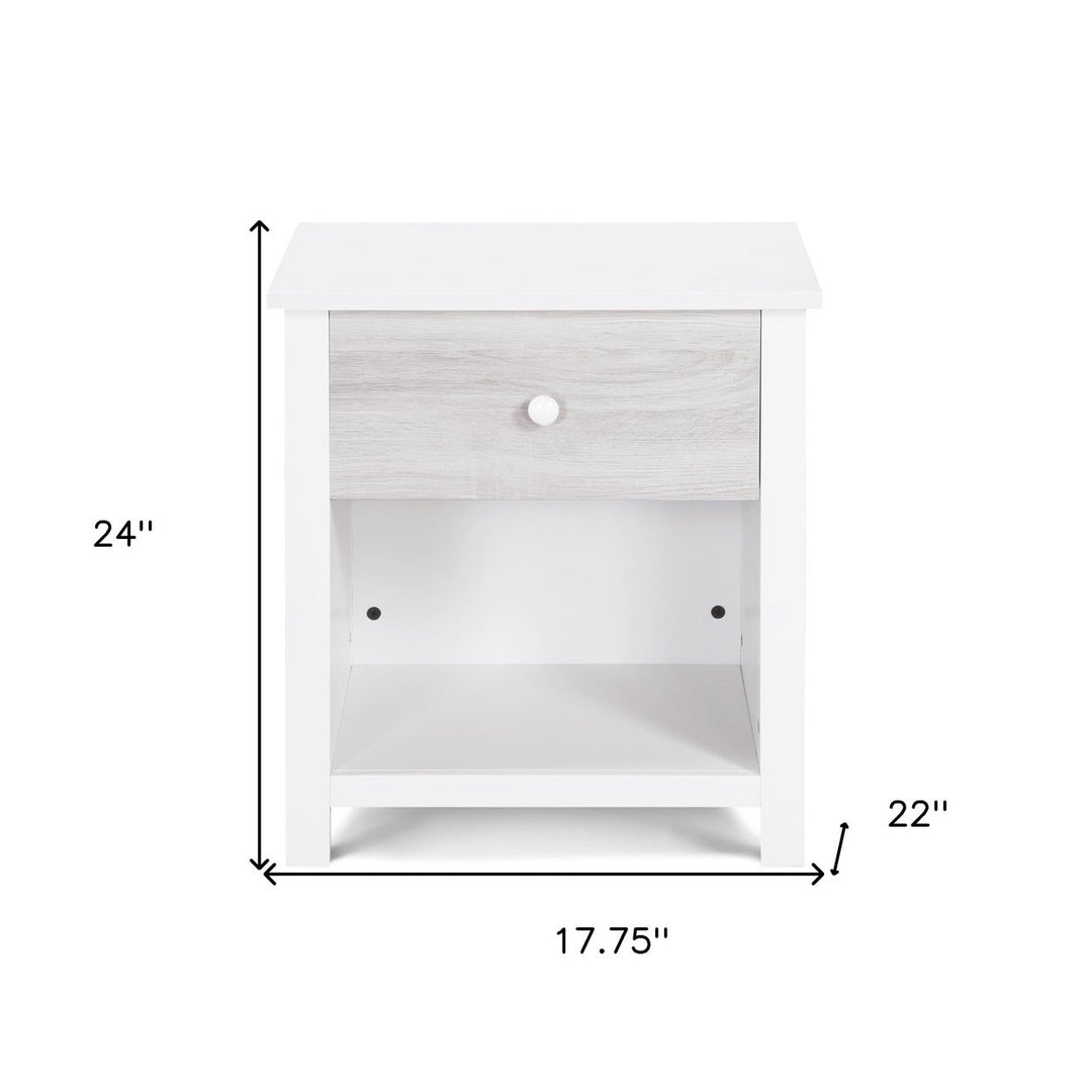 24" White and Gray One Drawer Nightstand Image 5