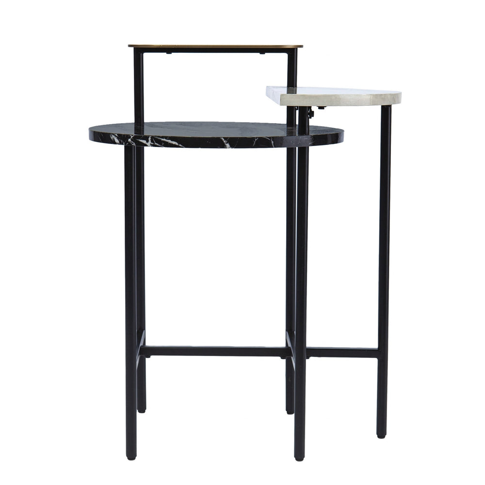 28" Black Manufactured Wood And Iron Free Form End Table With Shelf Image 2