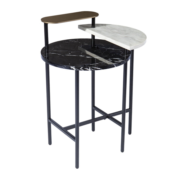 28" Black Manufactured Wood And Iron Free Form End Table With Shelf Image 3