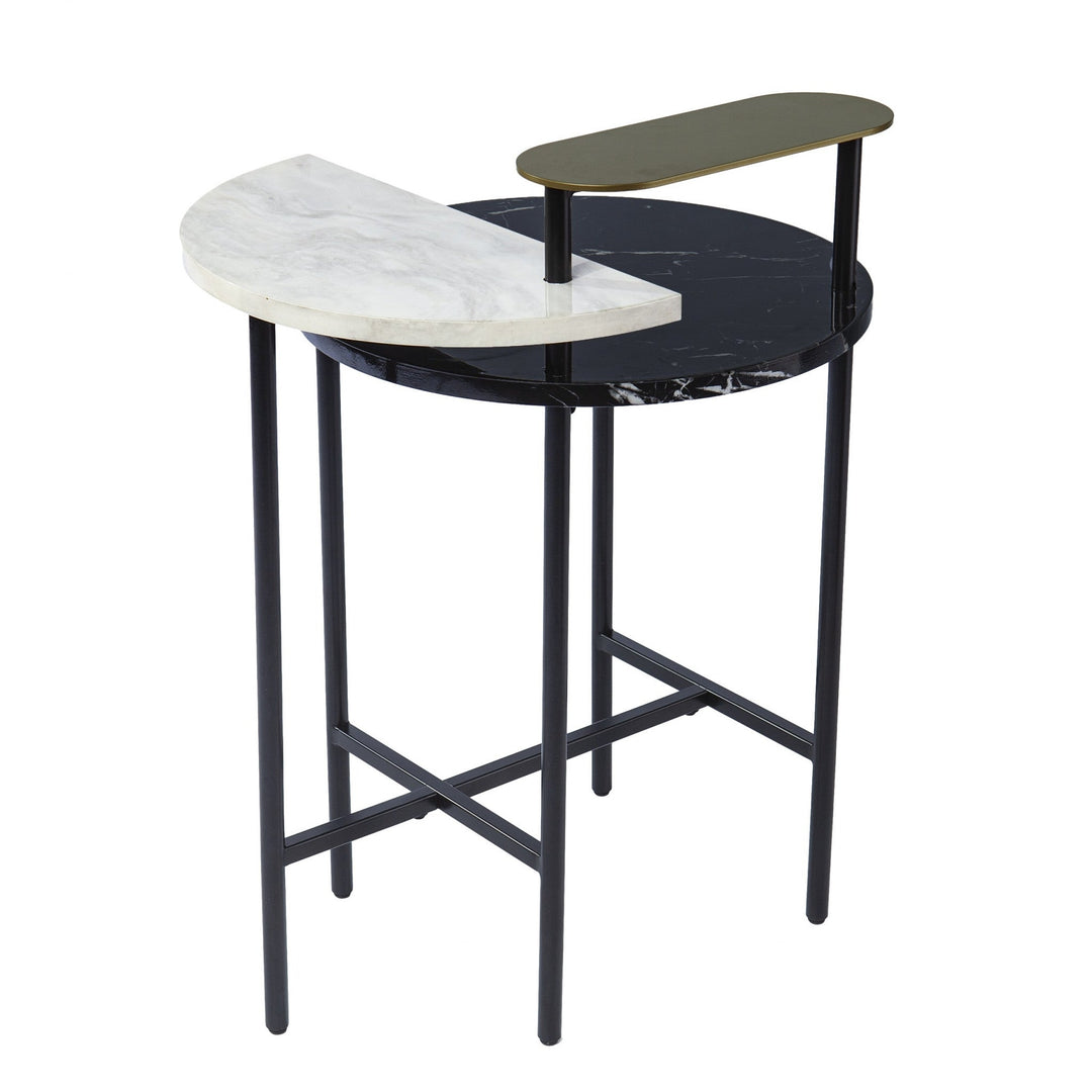 28" Black Manufactured Wood And Iron Free Form End Table With Shelf Image 4