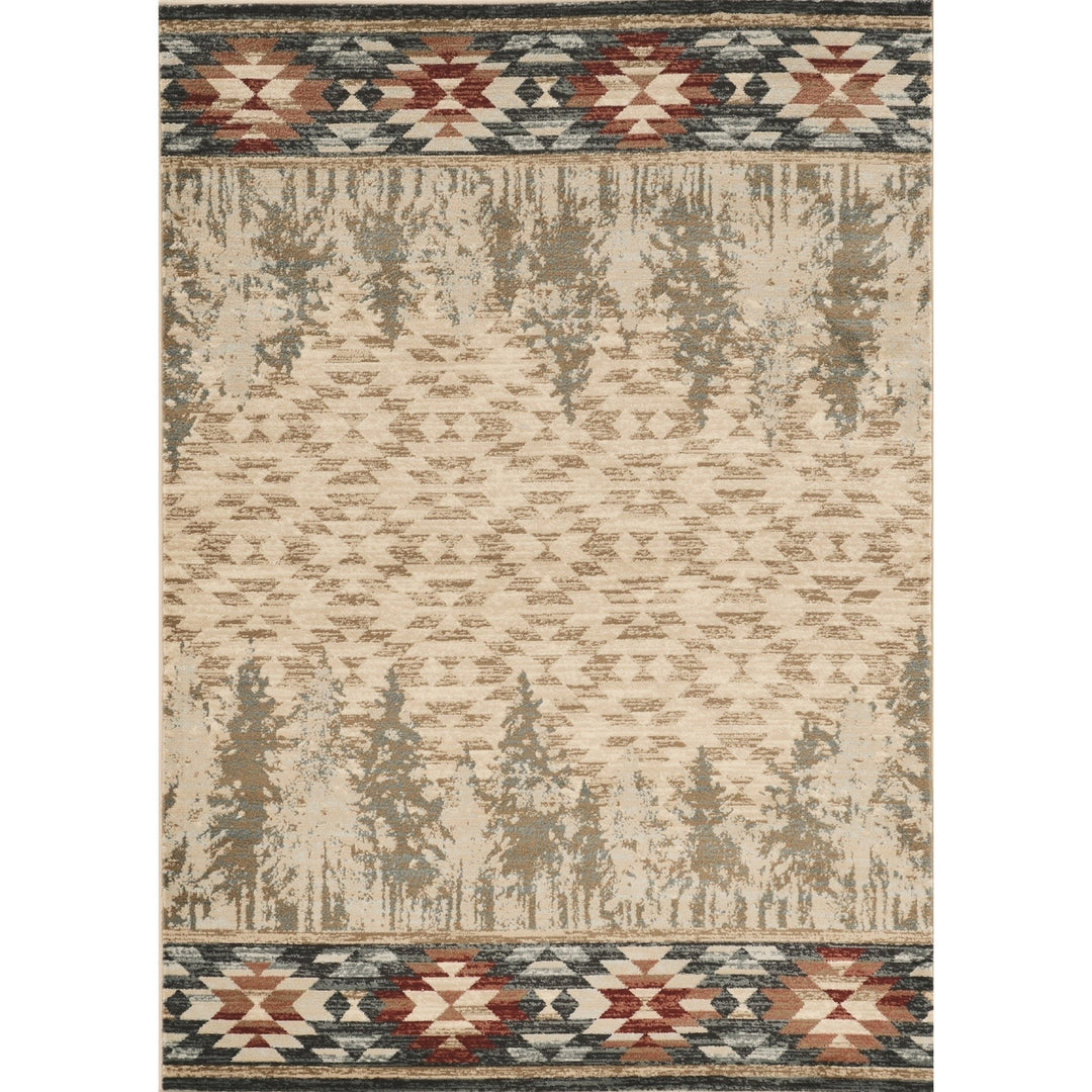 5X8 Ivory Machine Woven Pinegrove Lodge Indoor Area Rug Image 2