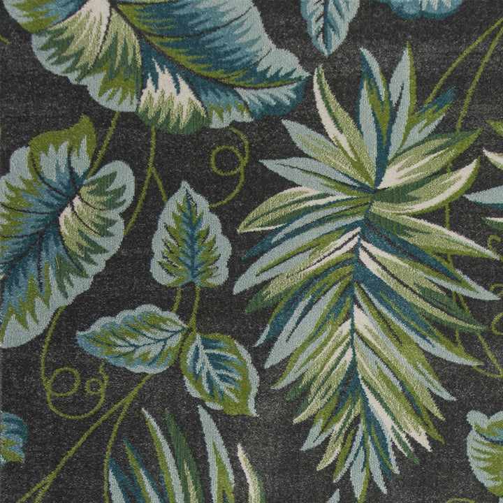 5X8 Grey Teal Machine Woven Tropical Indoor Area Rug Image 1