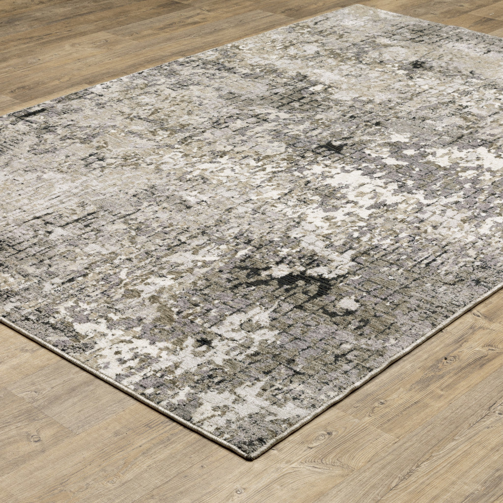 3 X 5 Grey Ivory Beige Charcoal Black Tan And Brown Abstract Power Loom Stain Resistant Area Rug Image 5