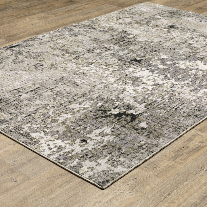 3 X 5 Grey Ivory Beige Charcoal Black Tan And Brown Abstract Power Loom Stain Resistant Area Rug Image 5