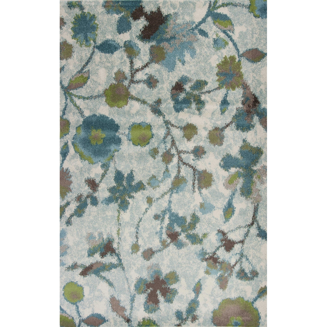 3 X 5 Teal Floral Vines Area Rug Image 1