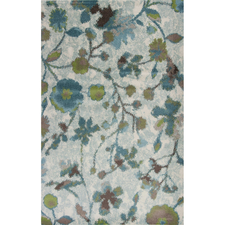 3 X 5 Teal Floral Vines Area Rug Image 1