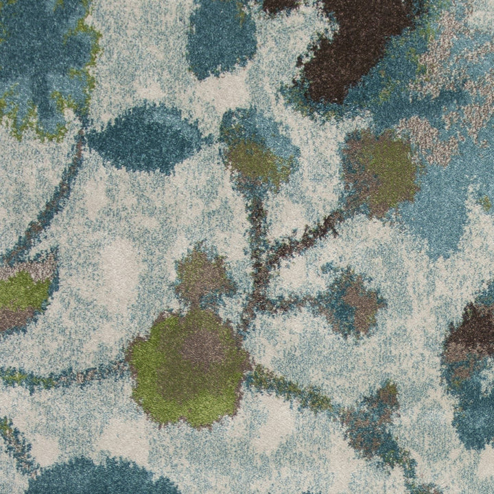 3 X 5 Teal Floral Vines Area Rug Image 3