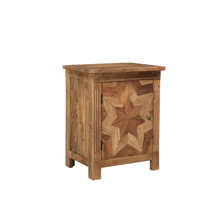 28" Brown Starburst Geometric Solid Wood Nightstand Image 1